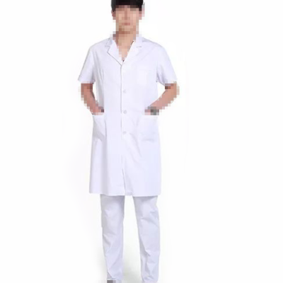 BC012-xL-D 男式长款短袖白大褂薄款